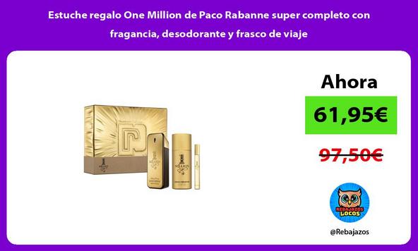 Estuche regalo One Million de Paco Rabanne super completo con fragancia, desodorante y frasco de viaje