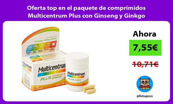 Oferta top en el paquete de comprimidos Multicentrum Plus con Ginseng y Ginkgo
