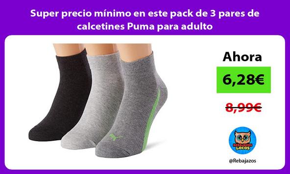 Super precio mínimo en este pack de 3 pares de calcetines Puma para adulto