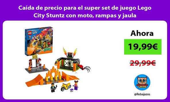 Caída de precio para el super set de juego Lego City Stuntz con moto, rampas y jaula