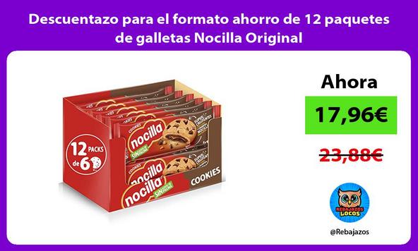 Descuentazo para el formato ahorro de 12 paquetes de galletas Nocilla Original