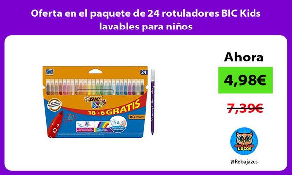 Oferta en el paquete de 24 rotuladores BIC Kids lavables para niños