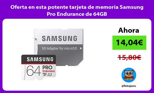 Oferta en esta potente tarjeta de memoria Samsung Pro Endurance de 64GB
