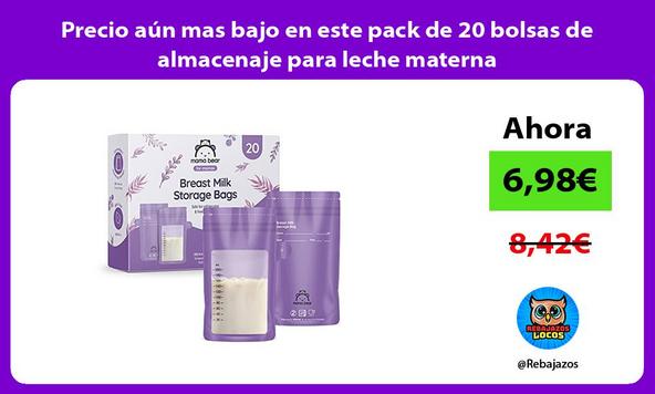 Precio aún mas bajo en este pack de 20 bolsas de almacenaje para leche materna