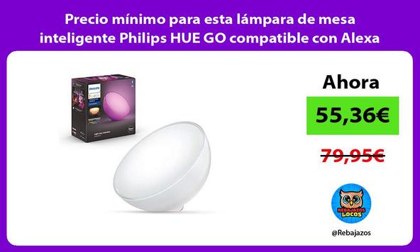 Precio mínimo para esta lámpara de mesa inteligente Philips HUE GO compatible con Alexa