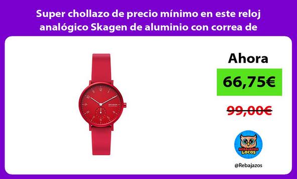 Super chollazo de precio mínimo en este reloj analógico Skagen de aluminio con correa de silicona