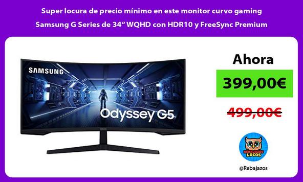 Super locura de precio mínimo en este monitor curvo gaming Samsung G Series de 34“ WQHD con HDR10 y FreeSync Premium