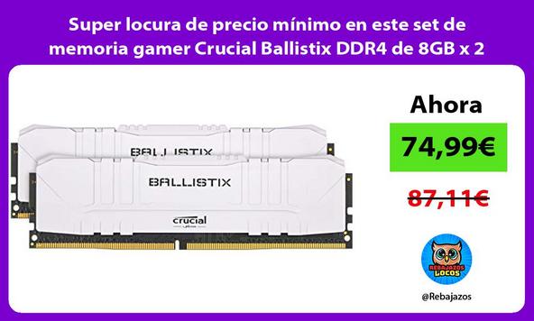 Super locura de precio mínimo en este set de memoria gamer Crucial Ballistix DDR4 de 8GB x 2