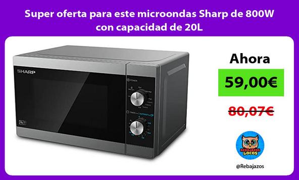 Super oferta para este microondas Sharp de 800W con capacidad de 20L
