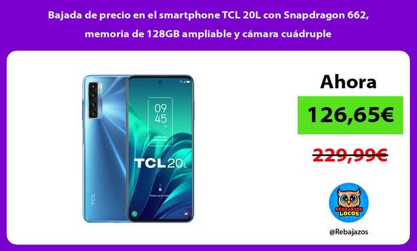 Bajada de precio en el smartphone TCL 20L con Snapdragon 662, memoria de 128GB ampliable y cámara cuádruple