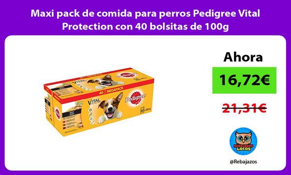 Maxi pack de comida para perros Pedigree Vital Protection con 40 bolsitas de 100g