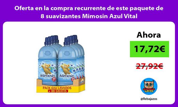 Oferta en la compra recurrente de este paquete de 8 suavizantes Mimosin Azul Vital