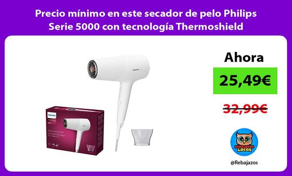 Precio mínimo en este secador de pelo Philips Serie 5000 con tecnología Thermoshield