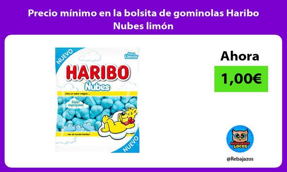 Precio mínimo en la bolsita de gominolas Haribo Nubes limón