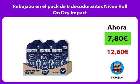 Rebajazo en el pack de 6 desodorantes Nivea Roll On Dry Impact