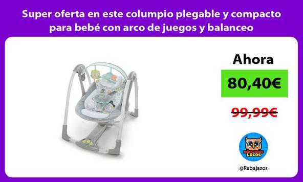 Super oferta en este columpio plegable y compacto para bebé con arco de juegos y balanceo