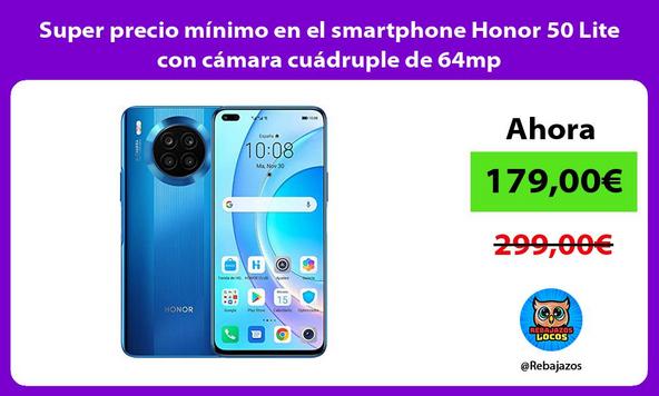 Super precio mínimo en el smartphone Honor 50 Lite con cámara cuádruple de 64mp