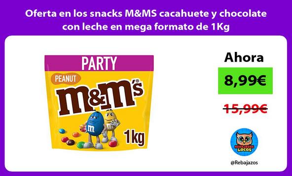 Oferta en los snacks M&MS cacahuete y chocolate con leche en mega formato de 1Kg