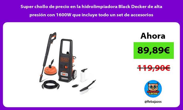 Super chollo de precio en la hidrolimpiadora Black Decker de alta presión con 1600W que incluye todo un set de accesorios