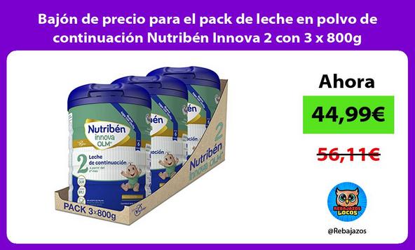 Bajón de precio para el pack de leche en polvo de continuación Nutribén Innova 2 con 3 x 800g