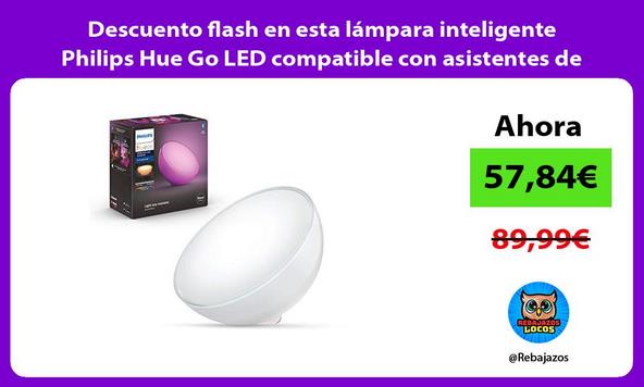 Descuento flash en esta lámpara inteligente Philips Hue Go LED compatible con asistentes de voz