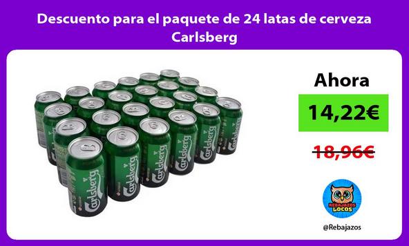 Descuento para el paquete de 24 latas de cerveza Carlsberg