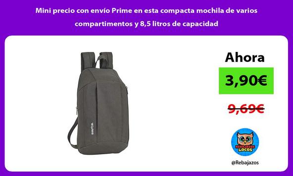 Mini precio con envío Prime en esta compacta mochila de varios compartimentos y 8,5 litros de capacidad