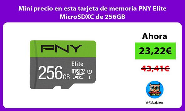 Mini precio en esta tarjeta de memoria PNY Elite MicroSDXC de 256GB