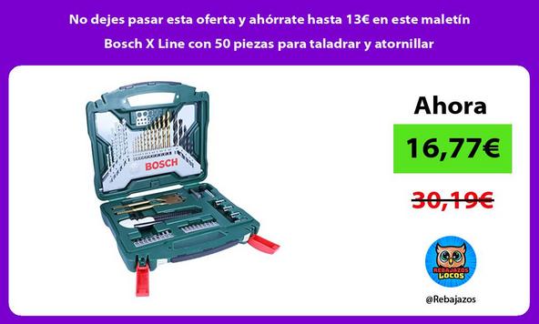 No dejes pasar esta oferta y ahórrate hasta 13€ en este maletín Bosch X Line con 50 piezas para taladrar y atornillar