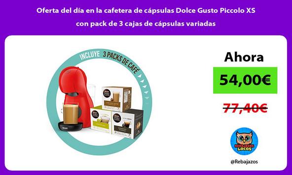 Oferta del día en la cafetera de cápsulas Dolce Gusto Piccolo XS con pack de 3 cajas de cápsulas variadas