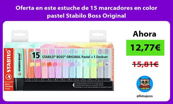 Oferta en este estuche de 15 marcadores en color pastel Stabilo Boss Original
