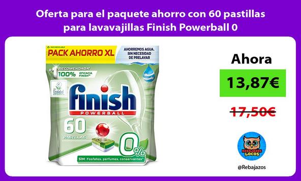 Oferta para el paquete ahorro con 60 pastillas para lavavajillas Finish Powerball 0