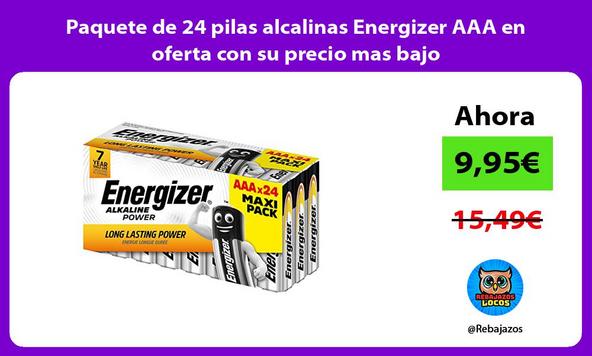 Paquete de 24 pilas alcalinas Energizer AAA en oferta con su precio mas bajo