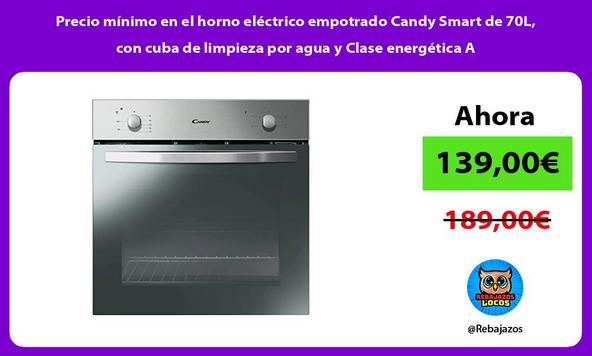 Precio mínimo en el horno eléctrico empotrado Candy Smart de 70L, con cuba de limpieza por agua y Clase energética A