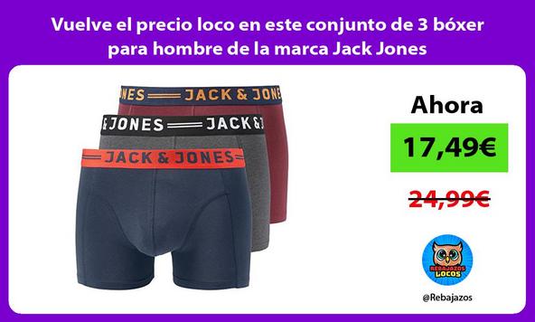 Vuelve el precio loco en este conjunto de 3 bóxer para hombre de la marca Jack Jones
