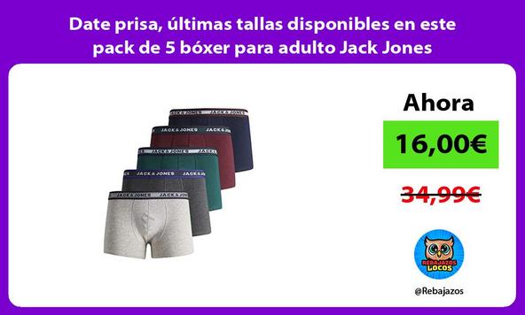 Date prisa, últimas tallas disponibles en este pack de 5 bóxer para adulto Jack Jones