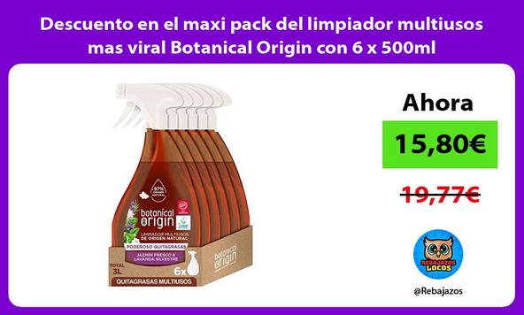 Descuento en el maxi pack del limpiador multiusos mas viral Botanical Origin con 6 x 500ml