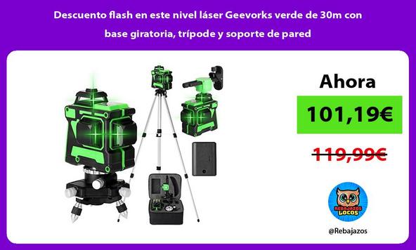 Descuento flash en este nivel láser Geevorks verde de 30m con base giratoria, trípode y soporte de pared