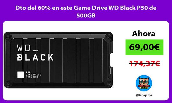 Dto del 60% en este Game Drive WD Black P50 de 500GB