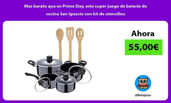 Mas barato que en Prime Day, este super juego de batería de cocina San Ignacio con kit de utensilios