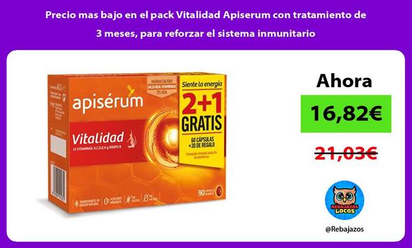 Precio mas bajo en el pack Vitalidad Apiserum con tratamiento de 3 meses, para reforzar el sistema inmunitario