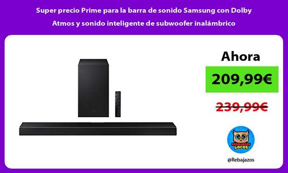 Super precio Prime para la barra de sonido Samsung con Dolby Atmos y sonido inteligente de subwoofer inalámbrico