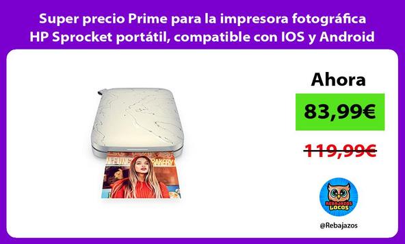 Super precio Prime para la impresora fotográfica HP Sprocket portátil, compatible con IOS y Android