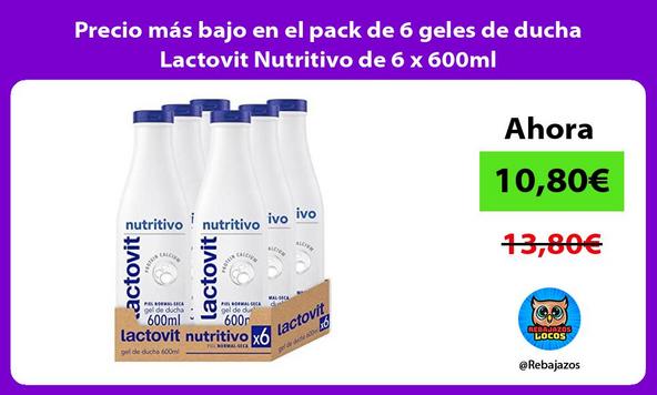 Precio más bajo en el pack de 6 geles de ducha Lactovit Nutritivo de 6 x 600ml