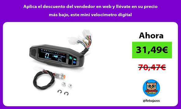 Aplica el descuento del vendedor en web y llévate en su precio más bajo, este mini velocímetro digital