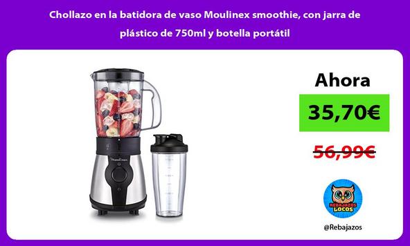 Chollazo en la batidora de vaso Moulinex smoothie, con jarra de plástico de 750ml y botella portátil