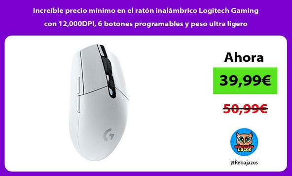Increíble precio mínimo en el ratón inalámbrico Logitech Gaming con 12,000DPI, 6 botones programables y peso ultra ligero