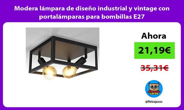 Modera lámpara de diseño industrial y vintage con portalámparas para bombillas E27