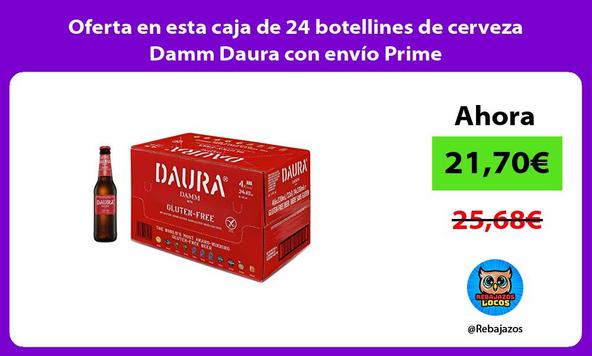 Oferta en esta caja de 24 botellines de cerveza Damm Daura con envío Prime