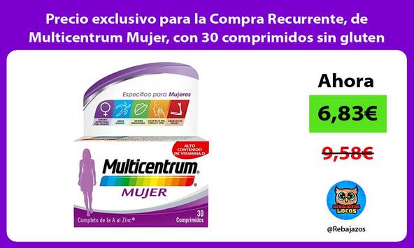 Precio exclusivo para la Compra Recurrente, de Multicentrum Mujer, con 30 comprimidos sin gluten